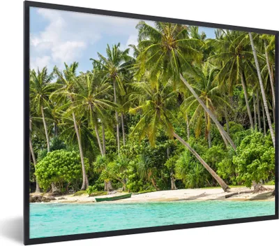 Produktbild von MuchoWow® Gerahmtes Poster Palme - Meer - Tropisch 80x60 cm - Poster mit Schwarzem Bilderrahmen Wandposter Rahmen Foto Bilder - Schwarzem - Mit Gestell