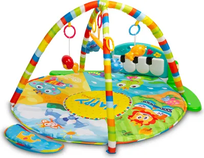 Produktbild von TOYZ Spieldecke Baby mit Bogen und Musik Krabbeldecke 89x84x55cm Safari