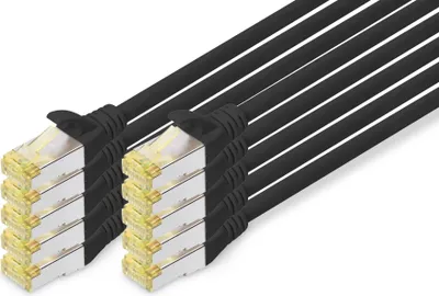Image de DIGITUS DK-1644-A-0025-BL-10 Câble patch 10 paires, cat. 6A, S/FTP, 0,25 m, noir, set