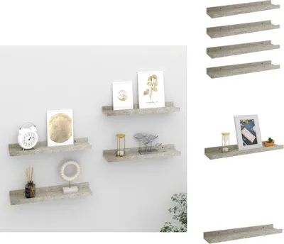 Image de vidaXL Étagères murales 4 pcs. Gris béton 40x9x3 cm - Etagères murales