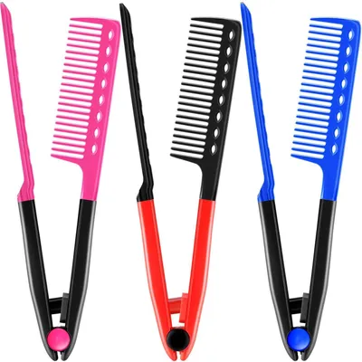 Produktbild von Salon Haarbürste Glättungs Kamm Set 3 Stück Rose Blau Rot