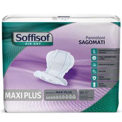 Produktbild von Soffisof Air Dry Maxi Plus - 20x Inkontinenz-Vorlage - Anatomische Windel Unisex - 10 Tropfen