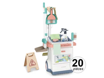 Immagine prodotto di TechKidz, carrello per la pulizia per bambini - set da 20 pezzi, bianco