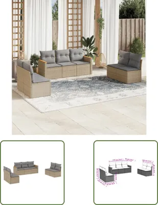 Produktbild von The Living Store 7-tlg. Garten-Sofagarnitur mit Kissen Beige Poly Rattan