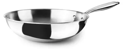 Zdjęcie produktu dla Patelnia wok Ibili Triply Natural, stal nierdzewna/aluminium, 20 cm, srebrna
