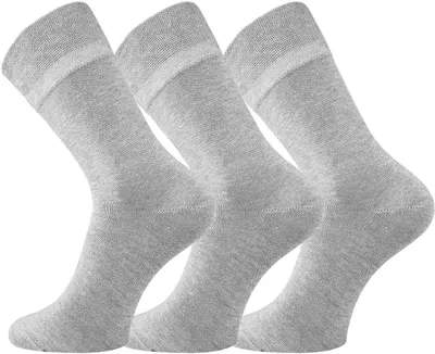Produktbild von FussFreunde 6 Paar Baumwoll-Socken mit breitem Komfort Piqué-Bund, Grau, Größe 35-38