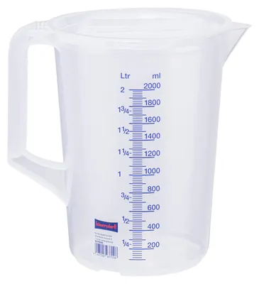Image de Hünersdorff Bidon gradué 2000ml polypropylène diamètre 151 x hauteur 206mm bleu gradué 25:25 transparent - 937000