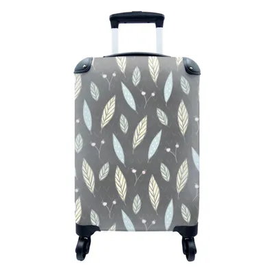 Produktbild von MuchoWow® Koffer Handgepäck Trolley Rollkoffer Kleine Reisekoffer mit 4 Rollen - Muster - Blätter - Natur - Cabin Size < 55x40x23 cm & 55x40x20 cm - Fotokoffer - Kabinenkoffer - Boardgepäck - Reise-Box - Reisekoffer - Reisegepäck - Koffer mit Bild - Trolley für Kinder