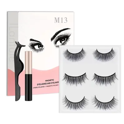 Produktbild von Magnetische Wimpern 3 Paare,Magnetische Wimpern mit Eyeliner,Magnetic Lashes Set,Wasserdicht und wiederverwendbar