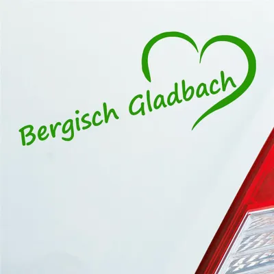Produktbild von Auto Aufkleber Bergisch Gladbach Herz Stadt City Liebe Love 19,5x8 cm Hellgrün Sticker Heckscheibenaufkleber