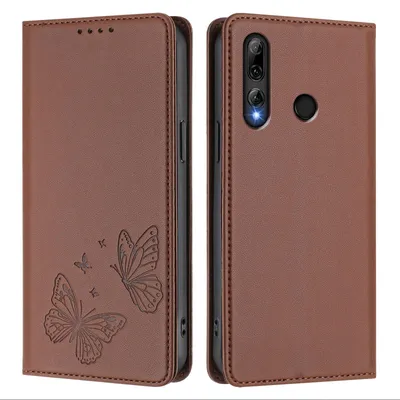 Obrázek produktu pro Kožené pouzdro pro Honor 20 Lite/Honor 10i, motýlí ražbou, peněženkové flip pouzdro se stojánkem Hnědá