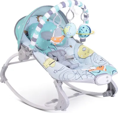 Produktbild von Moni Babywippe Space Tour, mit Spielbogen, Musik, Vibration, Liegepositionen grau