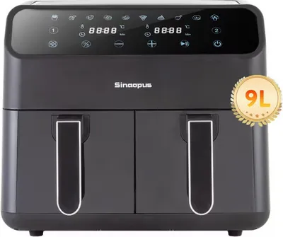 Produktbild von Sinaopus Heißluftfritteuse 9L Fritteuse mit Duales Garen, XXL Airfryer mit 10 Programmen, 2000,00 W, 12 kochprogramme, digitales Display