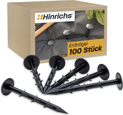 Produktbild von Hinrichs 100 Stück Erdnägel Befestigungsnägel für Unkrautvlies Maulwurfnetz Allzweckplane
