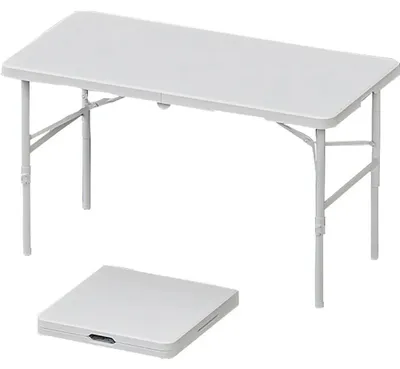 Immagine prodotto di Tavolo pieghevole da 122 cm - Tavolo pieghevole per campeggio - Con maniglia per il trasporto - Regolabile in altezza - Antiscivolo - Per 4 persone - Rettangolare - Bianco