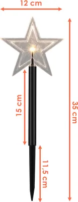 Produktbild von LED Garten Stern Leuchtstäbe 5er Set - je 35 cm - Balkon Weihnachts Deko Gartenstecker warm weiß mit Timer
