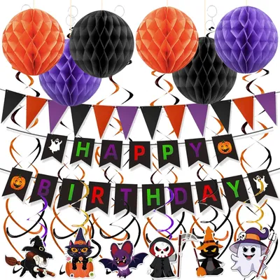 Image de Set de décoration pour fête d'Halloween Guirlande fantôme citrouille 21 éléments