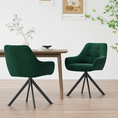 Imagen del producto de Sillas de comedor giratorias, juego de 2, sillas giratorias con reposabrazos, reposabrazos giratorios, con respaldo, para comedor, sillas de plástico
