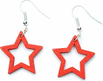 Produktbild von Sternen Ohrringe Miniblings Weihnachten Stern Star Holz hohl rot
