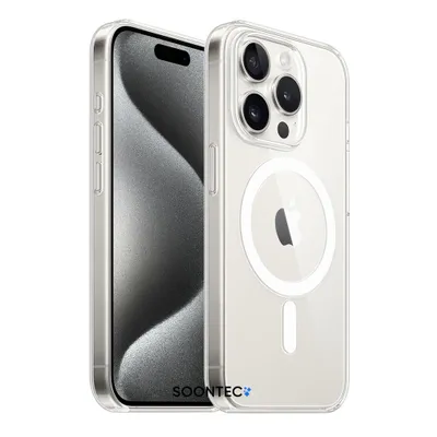 Immagine prodotto di Cover posteriore, custodia SOONTEC per iPhone 15 Pro Max con funzione MagSafe, custodia trasparente, elegante protezione per smartphone in acrilico premium trasparente