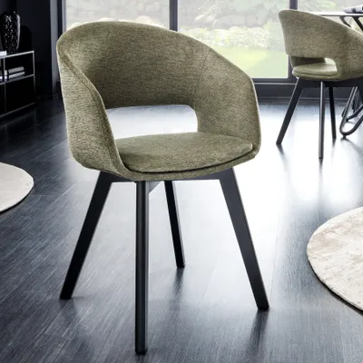 Produktbild von riess-ambiente Design Stuhl NORDIC STAR grün Strukturstoff Holzbeine Esszimmerstuhl Essstuhl