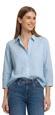 Productafbeelding van Street One gestreepte blouse van seersucker, kleur: blauw, maat: 42