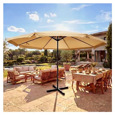 Produktbild von Sonnenschirm Meran Pro, Gastronomie Marktschirm mit Volant Ø 5m Polyester/Alu 28kg ohne Ständer