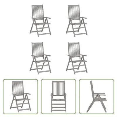 Image de The Living Store Chaises de jardin réglables 4 pcs. Gris Bois massif Acacia