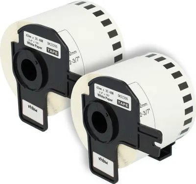 Produktbild von vhbw 2x Rolle mit Halter 62mm x 30,48m (1 Etikette) kompatibel mit Brother PT QL-710W, QL-720, QL-580N, QL-650, QL650TD, QL-700, QL-710 Drucker Weiß