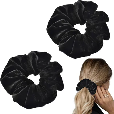 Obrázok produktu pre Zamatové čelenky do vlasov, 2 kusy, čierne, pre vlasové doplnky, polyester, elastické