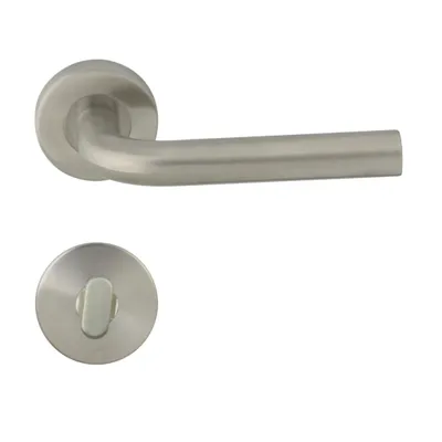 Produktbild von DOMINO Türgriff Drückergarnitur WC - Badezimmer Set | Rund - Rosette | Set WC - Rosetten-Garnitur | aus Znal |  INOX Türdrückergarnitur | LIU-R INOX |