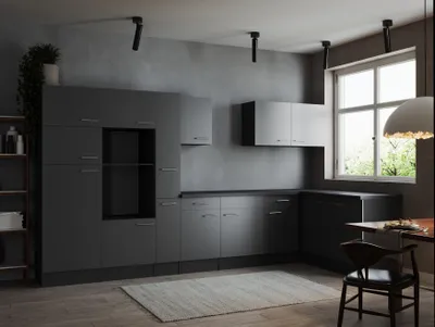 Produktbild von L Küche Leerblock Winkelküche Grau Matt Grau 370 x 172 cm Respekta