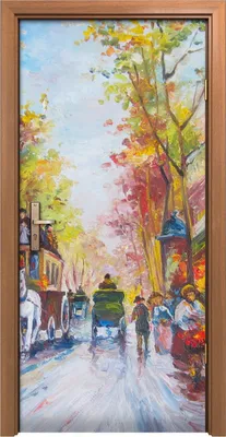 Produktbild von Türposter 90x200 cm Türaufkleber Türtapete Türfolie Klebefolie Stadt Straßen Märkte Gemälde Paris