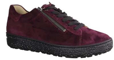 Produktbild von Hartjes Phil 162.1401 Damen Sneaker, Schnürer, Leder, Aubergine, H-Weite - Damenschuhe Bequeme Schnürschuhe, Rot, leder (velour) 