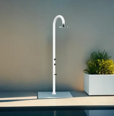 Immagine prodotto di Sined | Doccia da esterno Luna-Alu-Bianca-Sensor - 233 Cm - Alluminio Bianco - Con soffione a Led - Funzione a 3 getti