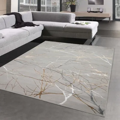 Obrázok produktu pre Moderný dizajnový koberec s lesklými uzlami abstraktnej zlatej farby Veľkosť - 140 x 200 cm
