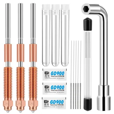 Imagen del producto de Juego de boquillas para impresora 3D de 0,4 mm, con 30 agujas de limpieza y accesorios