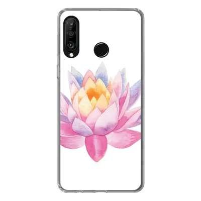 Produktbild von MuchoWow® Handyhülle Schutzhülle Hülle für Huawei P30 Lite Aquarell - Blume - Seerose Silikon Softcase Handy Hülle - Handyhülle