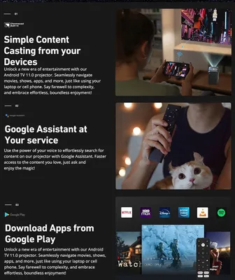Obrázek produktu pro E3, projektor, 500 ANSI lumen, nativní rozlišení 1080P, podpora 4K dekódování, Android TV, automatické ostření a korekce - zástrčka pro EU