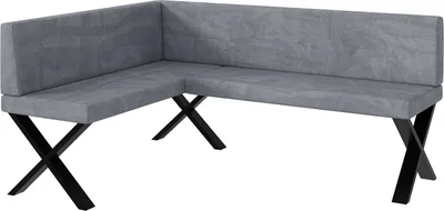 Produktbild von MEBLINI Eckbank für Esszimmer - Küchenbank - Essecke - Sitzecke Küche - TONI - X-Beine 128x168x87cm Links - Grau Samt
