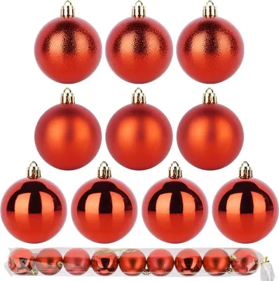 Produktbild von Bruchsichere rote Weihnachtskugeln, 6 cm, 9er-Set