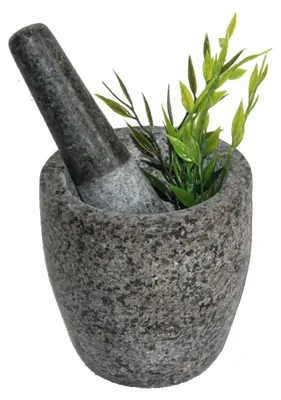Produktbild von Steinmörser mit Stößel L Ø 12 cm Höhe 12 cm, Stein, grau Nr. 001