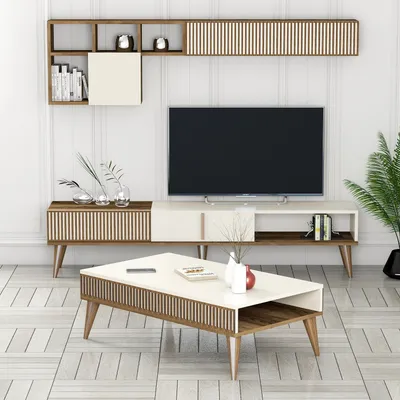 Produktbild von Skye Decor, Milan Set 482, Wohnzimmer, Wohnzimmermöbel-Set, Nussbaum, 180 x 40 x 35 cm