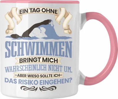 Produktbild von Trendation - Schwimmen Tasse Geschenk für Schwimmer Schwimmlehrer Lustiger Spruch Geschenkidee (Rosa)