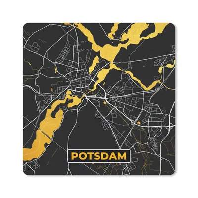 Produktbild von MuchoWow® Mauspad Mousepad Potsdam - Stadtplan - Gold - Karte - Deutschland 20x20 cm - Mousepads - Maus Mat - Pad - Mausunterlage - Desk Mat - Bureauartikeln