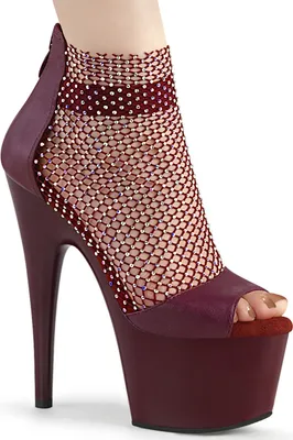 Produktbild von ADORE-765RM Pleaser High Heels Plateausandaletten Strass Gewebenetz burgund Matt