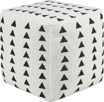 Produktbild von BELIANI Sitzpouf aus weißer und schwarzer Baumwolle 45 x 45 cm geometrisches Muster dekorativer Sitz handgefertigt Boho Modern Stil Wohnzimmer Schlafzimmer