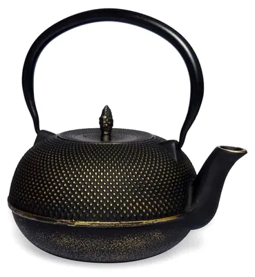 Produktbild von MAOCI Arare Gusseisen Teekanne 1,6l Schwarz-Gold/Innen Emailliert/mit Teesieb