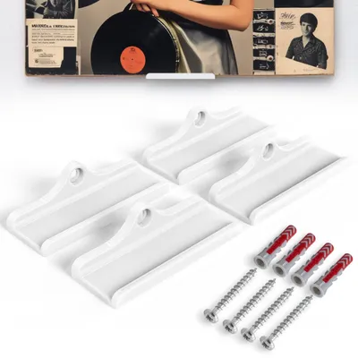Image de Ensemble de 4 supports muraux en vinyle, de couleur blanche, pour une présentation élégante