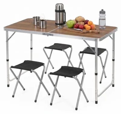 Productafbeelding van Picknick Tafel Met Bankjes - Campingtafel - Campingset - Biertafel - Horeca -Tafel - Stoelen - Opvouwbaar - Zwart -  120 x 60 x 55 cm